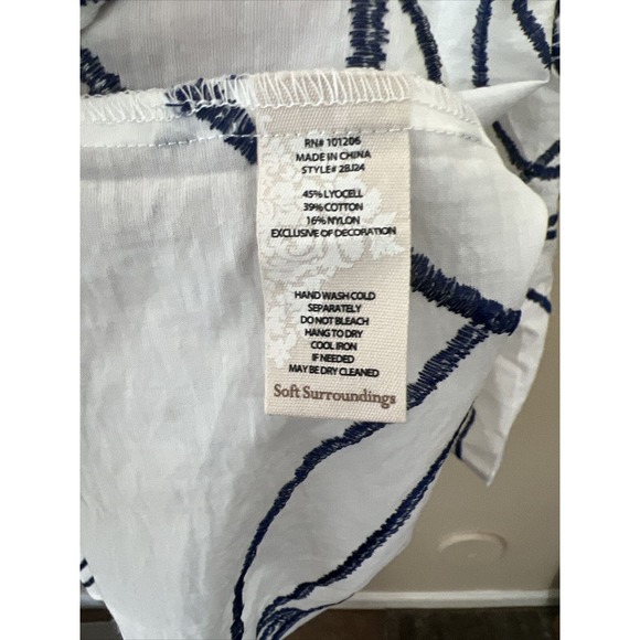 Soft Surroundings white and blue streak top Button Down Tunic blouse Large - Picture 6 of 10